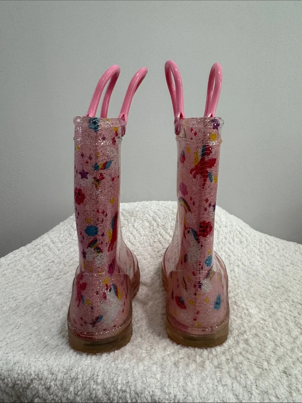 Euxterpa Toddler Kids Waterproof Light Up Glitter Rain Boots Sz 7
